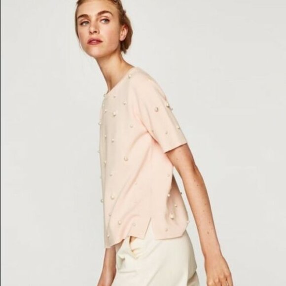 Zara knit pearl short sleeve - Picture 1 of 6